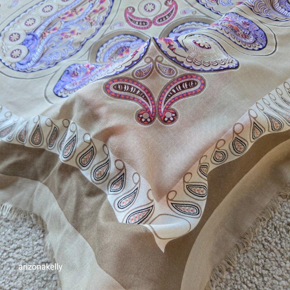 Silk/Cashmere/Wool Large Lightweight Scarf Italy Fiorio - Picture 3 of 13
